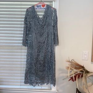 Silky underlay dress. Silvery / gray with hints of blue / green